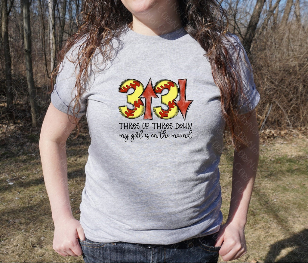 13-59 3 UP 3 DOWN PITCHER SOFTBALL Completed Tee