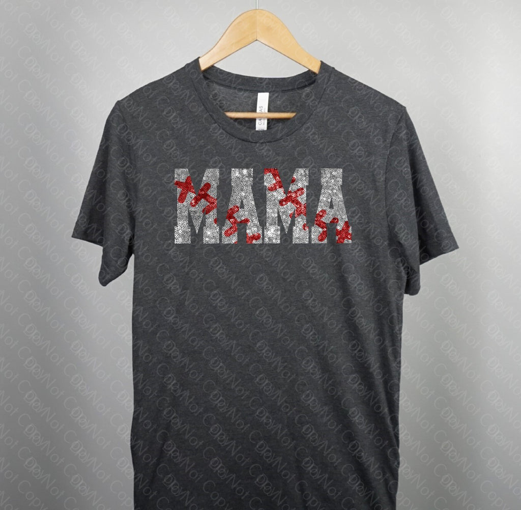 13-98 MAMA SEQUIN BASEBALL Completed Tee