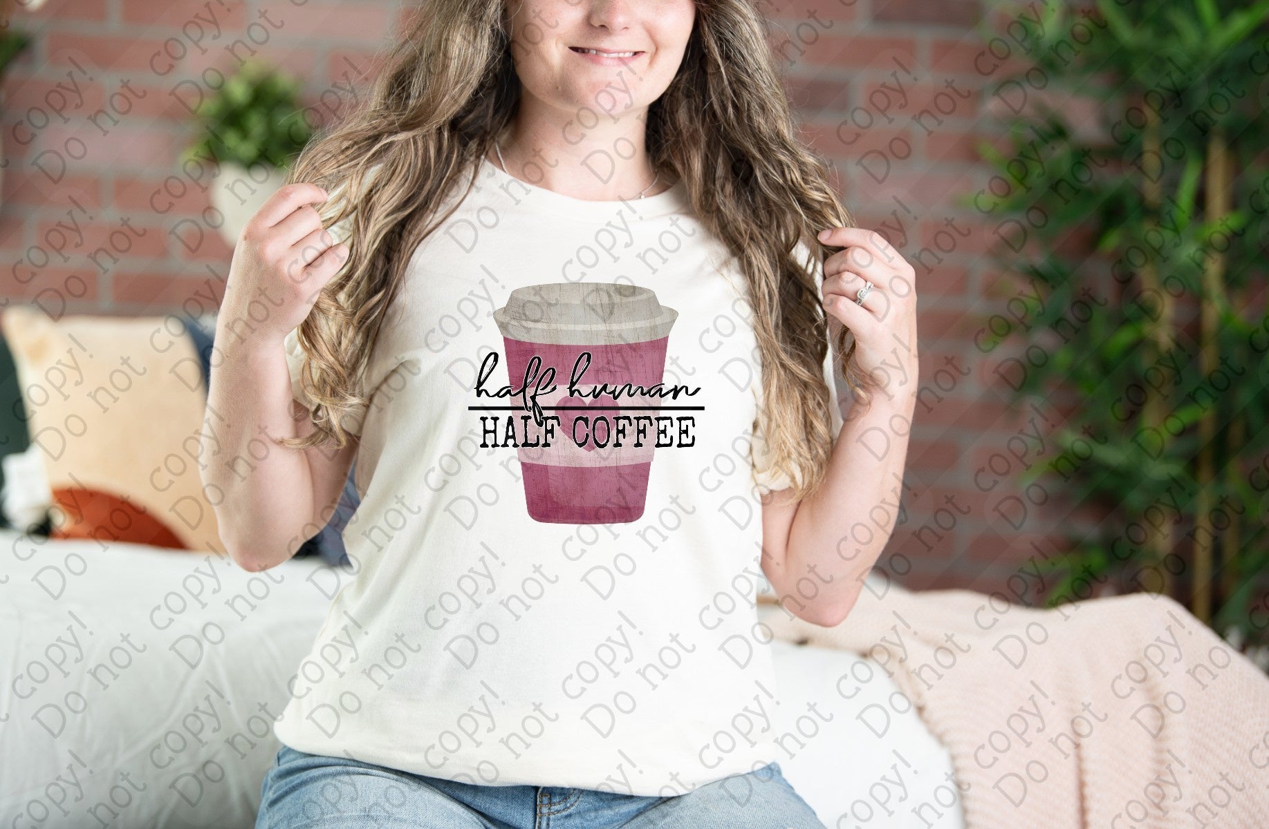 15-56 Half Human Half Coffee DTF TRANSFER ONLY