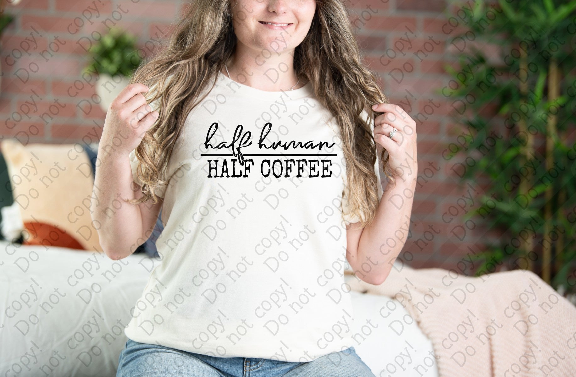 15-57 Half Human Half Coffee Words DTF TRANSFER ONLY
