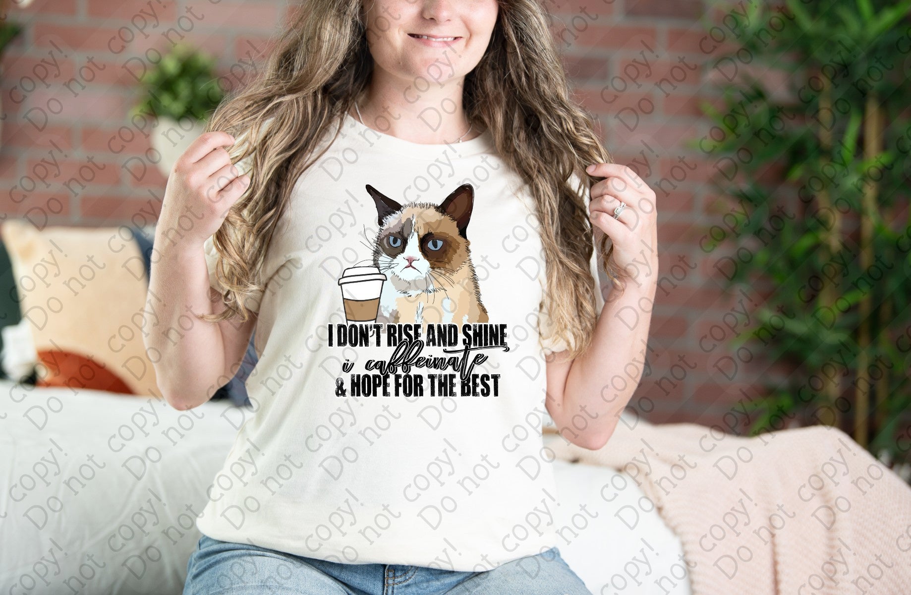 15-58 Grumpy Cat Rise Shine & Caffeinate Completed Tee
