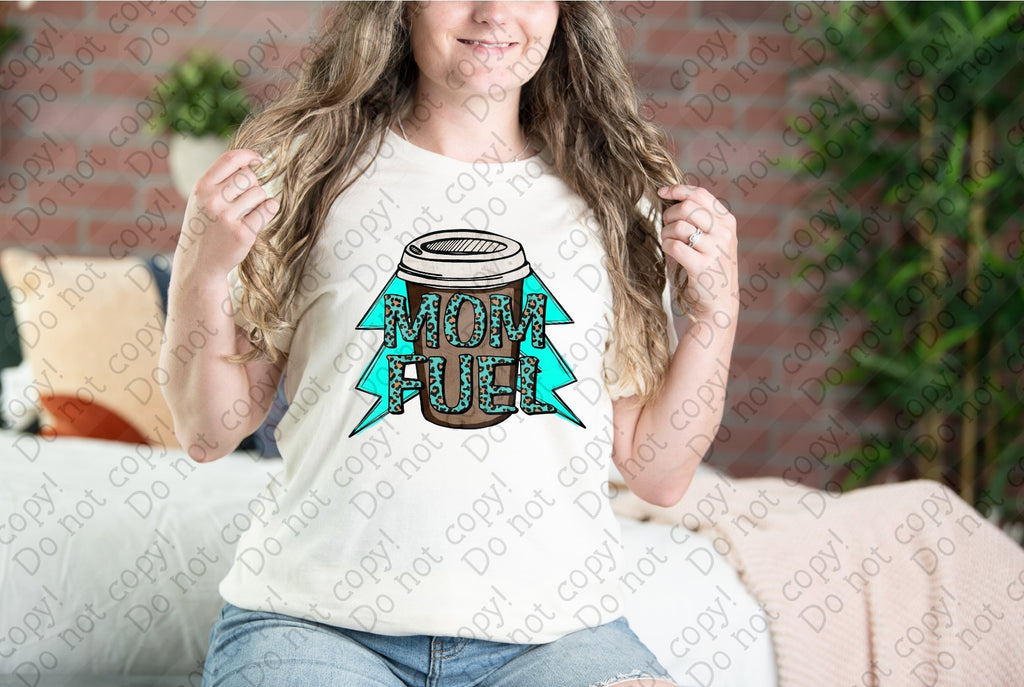15-73 Mom Fuel Blue Lighting Bolts tee