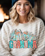 Load image into Gallery viewer, 17-40 Grandma - Teal &amp; Orange Pumpkins Completed Tee
