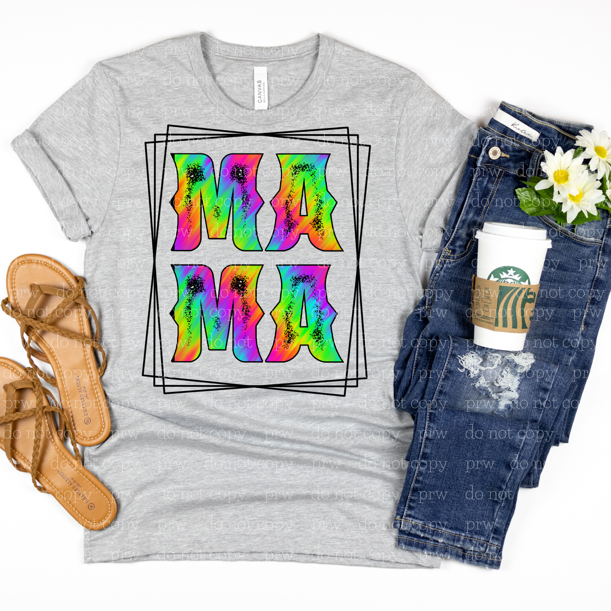 18-06 Rainbow Neon Mama Completed Tee