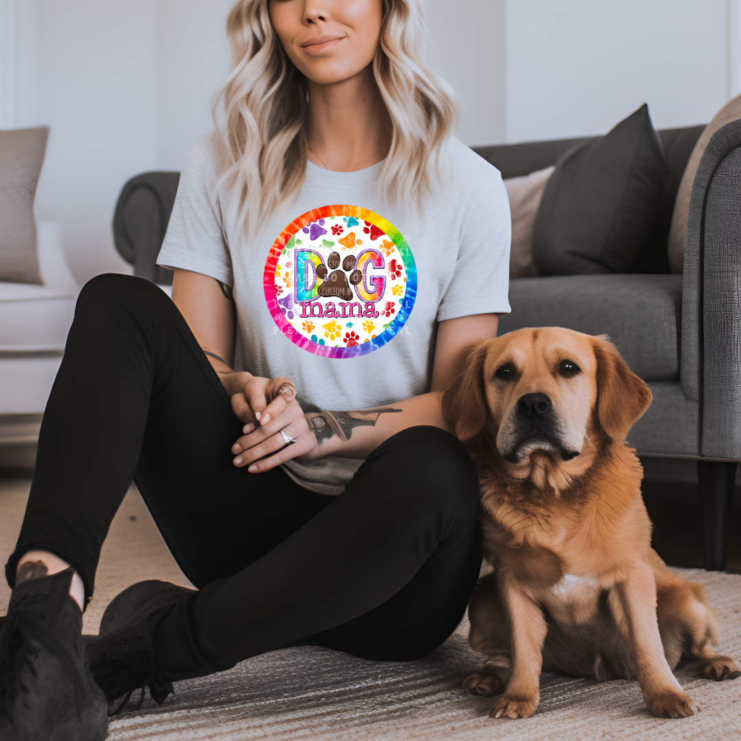19-17 Dog Mama Neon Circle DTF TRANSFER ONLY