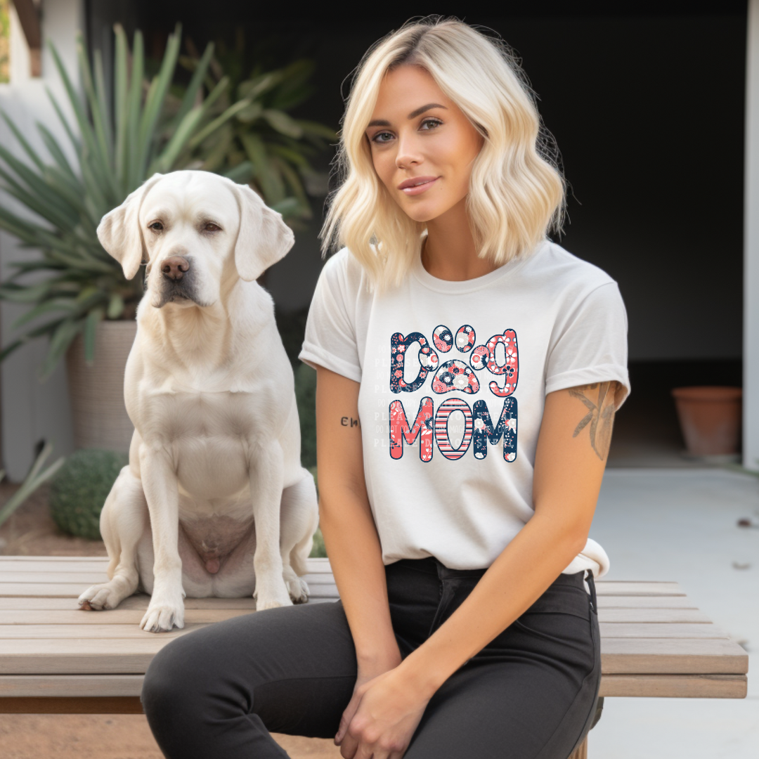 19-20 Patriotic Dog Mama  DTF TRANSFER ONLY