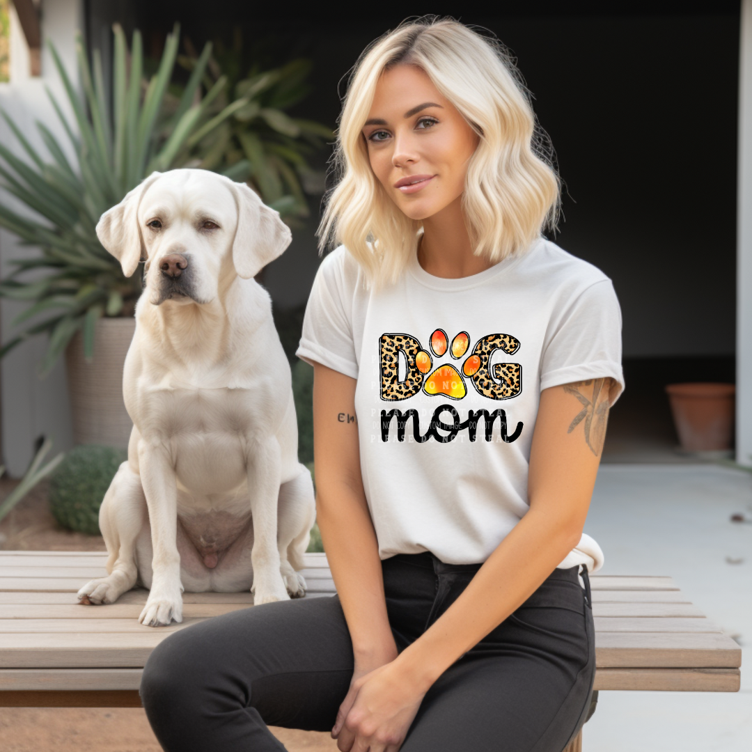 19-22 Orange & Cheetah Dog Mom DTF TRANSFER ONLY