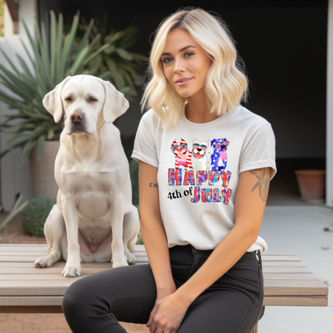 19-26 Happy 4th of July Pit Bulls Patriotic DTF TRANSFER ONLY