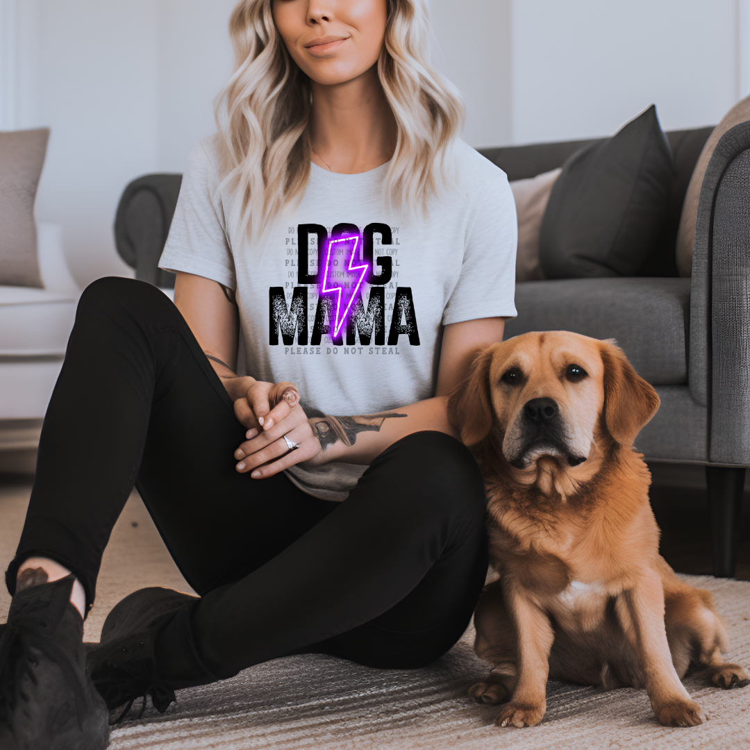19-45 Dog Mama Purple Lightning Bolt DTF TRANSFER ONLY