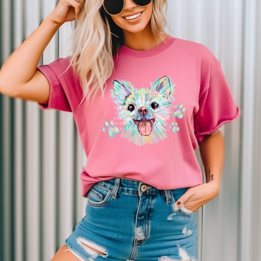 19-7 Watercolor Yorkie  DTF TRANSFER ONLY
