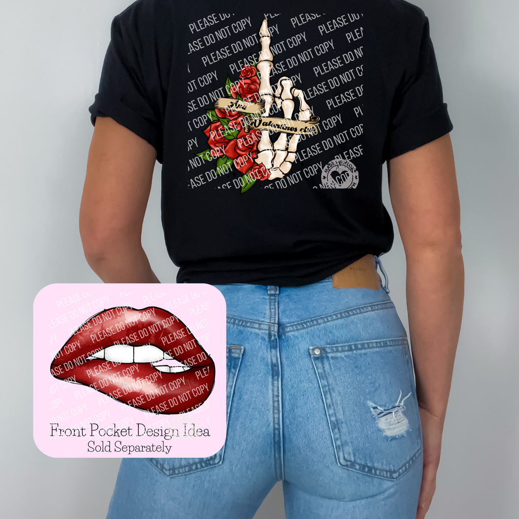 02-367 Anti Valentines Skeleton Finger with Roses DTF TRANSFER ONLY