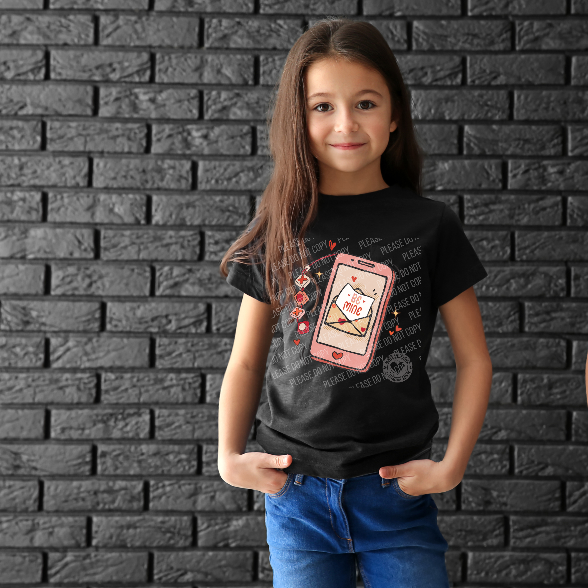 02-394 Be Mine Cell Phone Valentine DTF TRANSFER ONLY