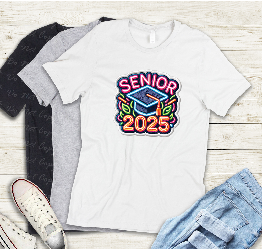22-19 senior 25 faux embroidery Tee