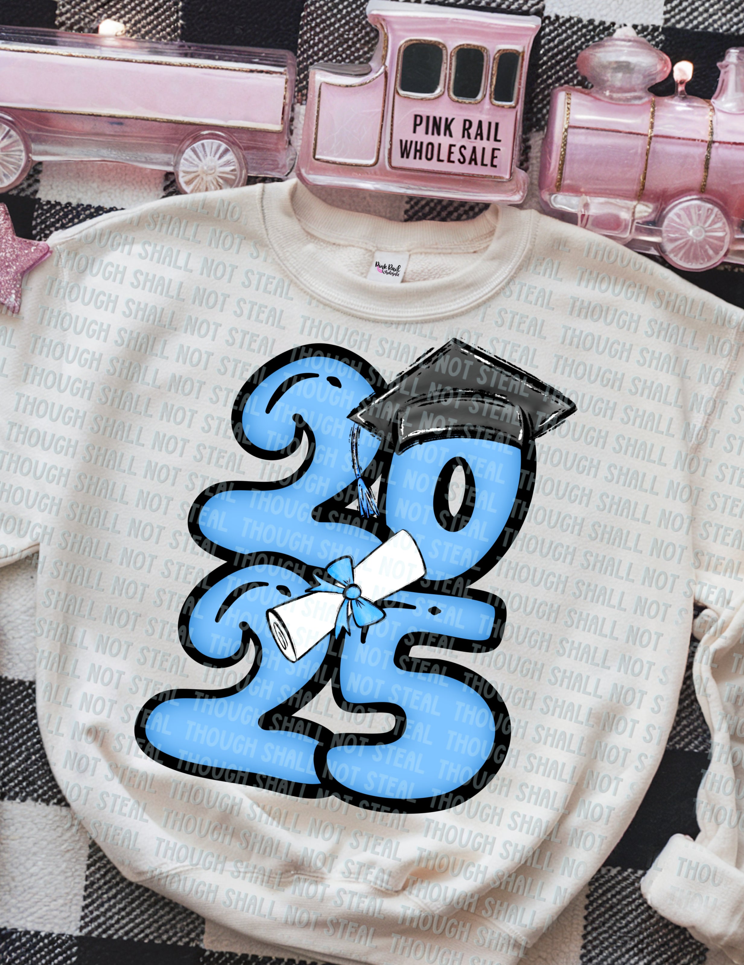 22-57 D 2025 - Bubble Numbers - Light Blue DTF TRANSFER ONLY