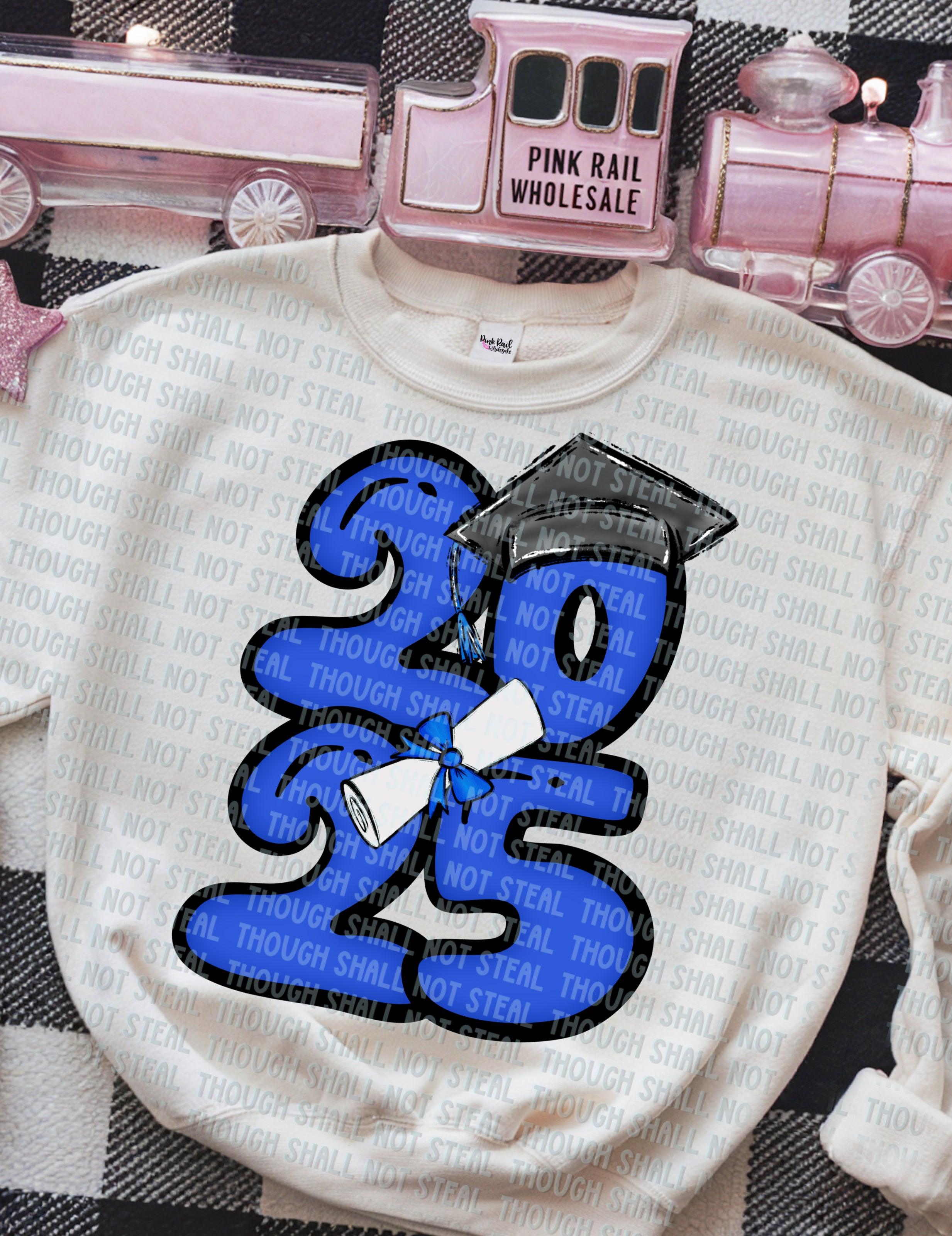 22-57 K 2025 - Bubble Numbers - Royal Blue DTF TRANSFER ONLY