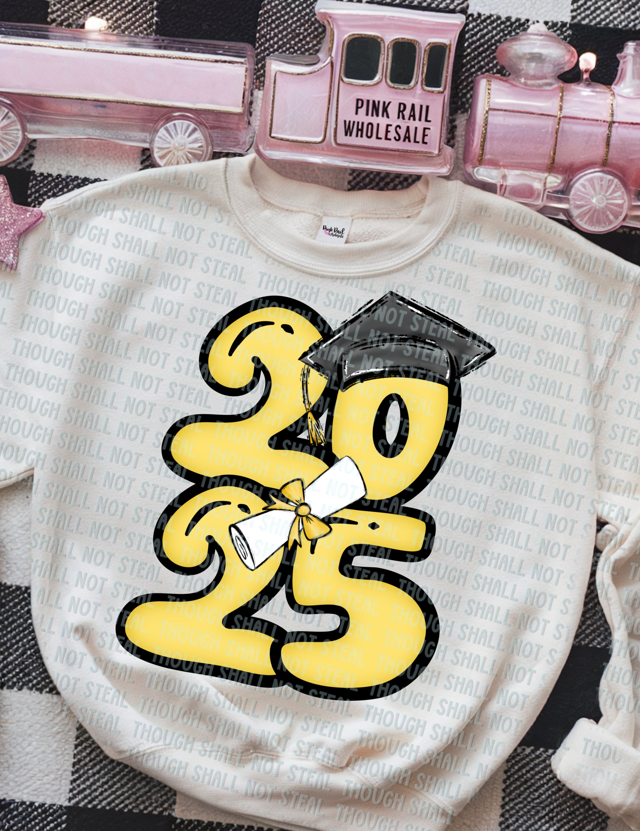 22-57 L 2025 - Bubble Numbers - Yellow DTF TRANSFER ONLY
