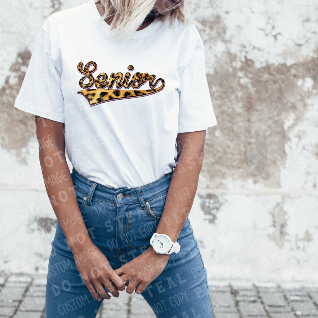 22-8 Senior Cheetah Varsity Script Purple Glitter DTF TRANSFER ONLY