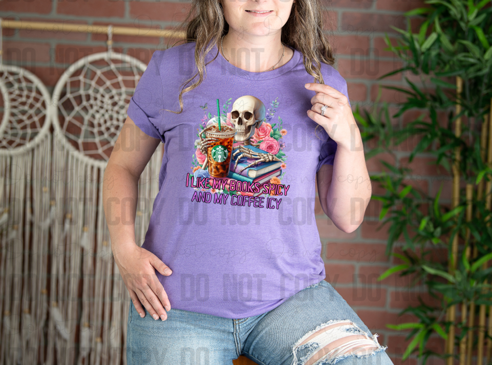 24-09 I Like My Books Spicy And My Coffee Icy DTF TRANSFER ONLY