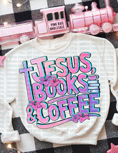 24-14 Jesus, Books and Coffee DTF TRANSFER ONLY