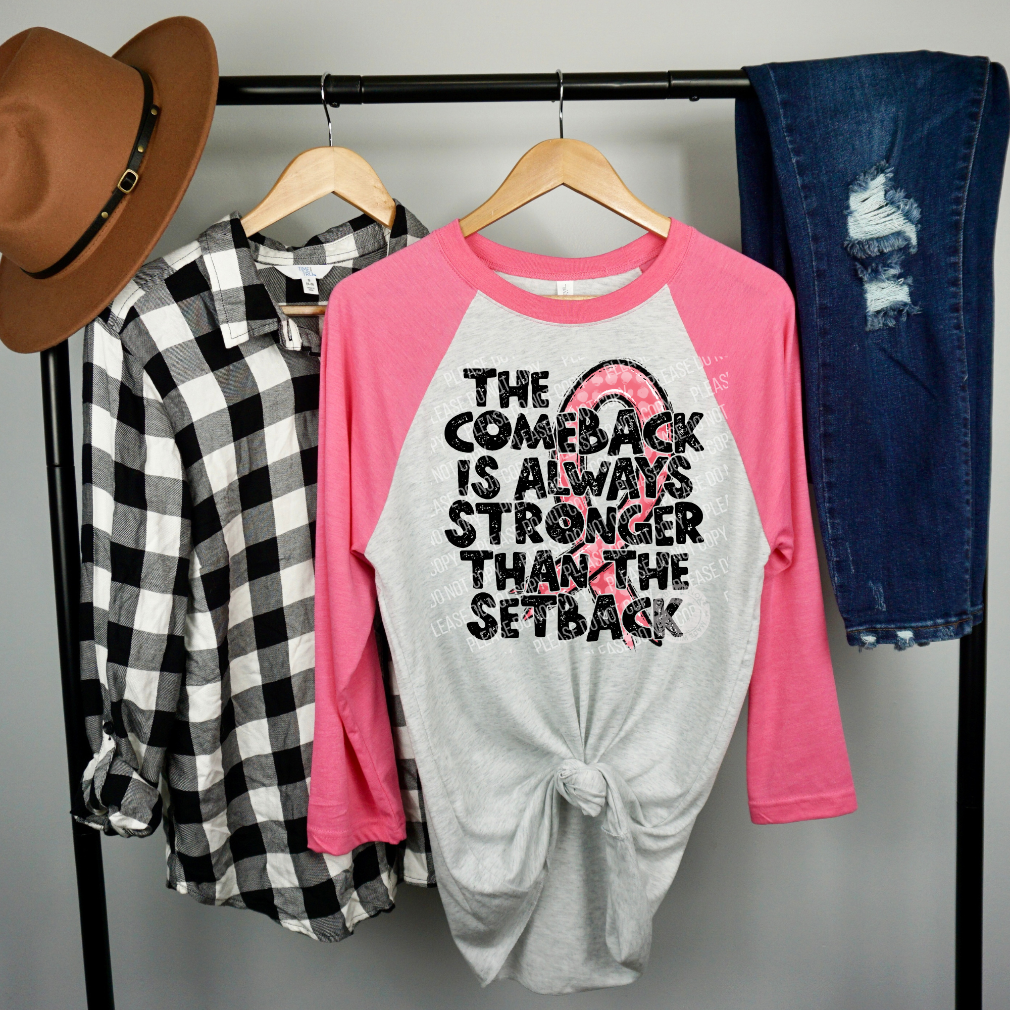 45-108 The Comeback is Always Stronger Than The Setback Breast Cancer Awareness DTF TRANSFER ONLY