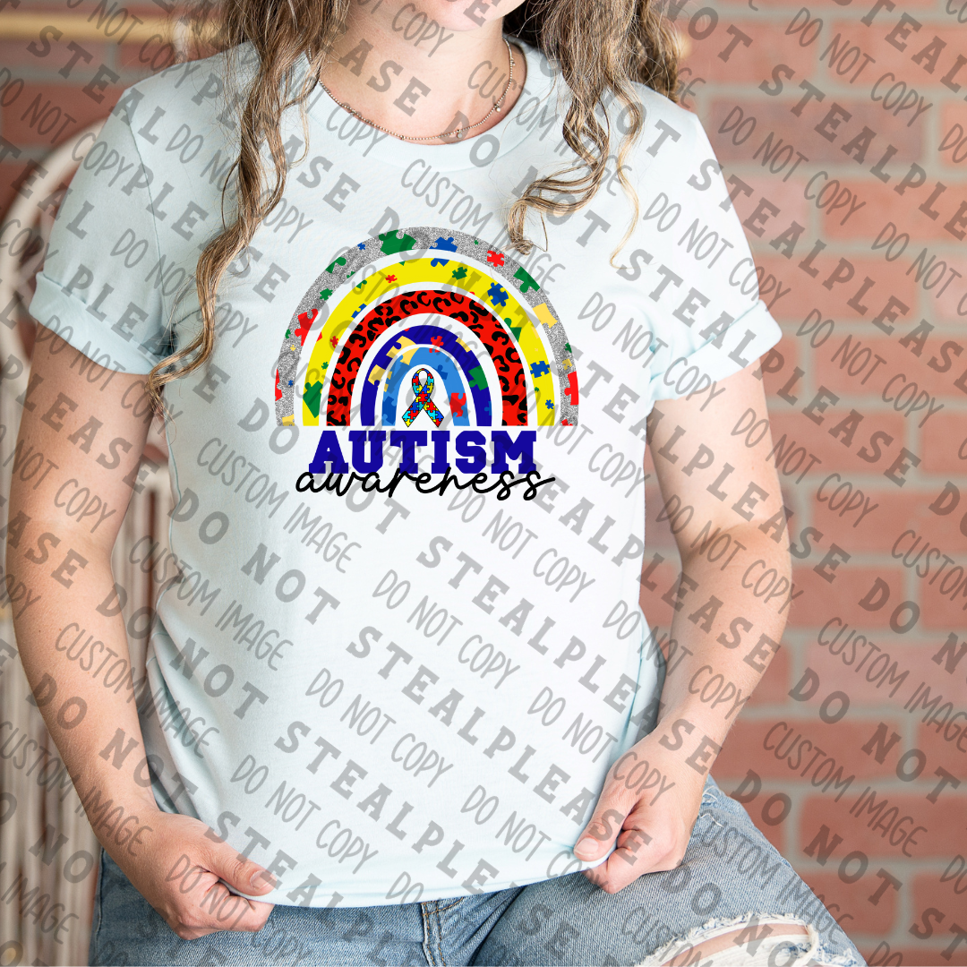 26-127 Autism Awareness Rainbow Puzzle Pieces DTF TRANSFER ONLY