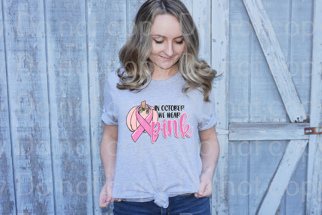 45-12 in october we wear pink  Breast Cancer Awareness Completed Tee