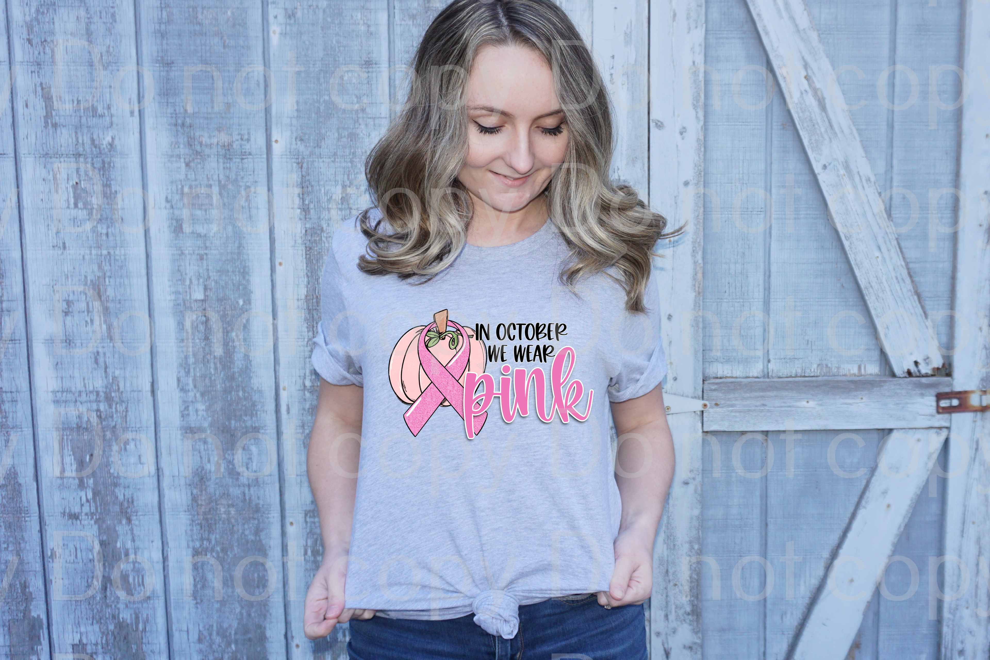 45-12 in october we wear pink  Breast Cancer Awareness Completed Tee