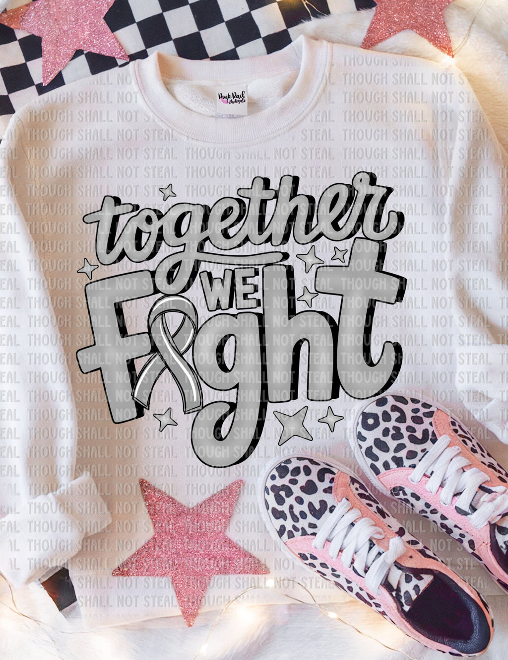 26-131 Gray - Together We Fight Completed Tee