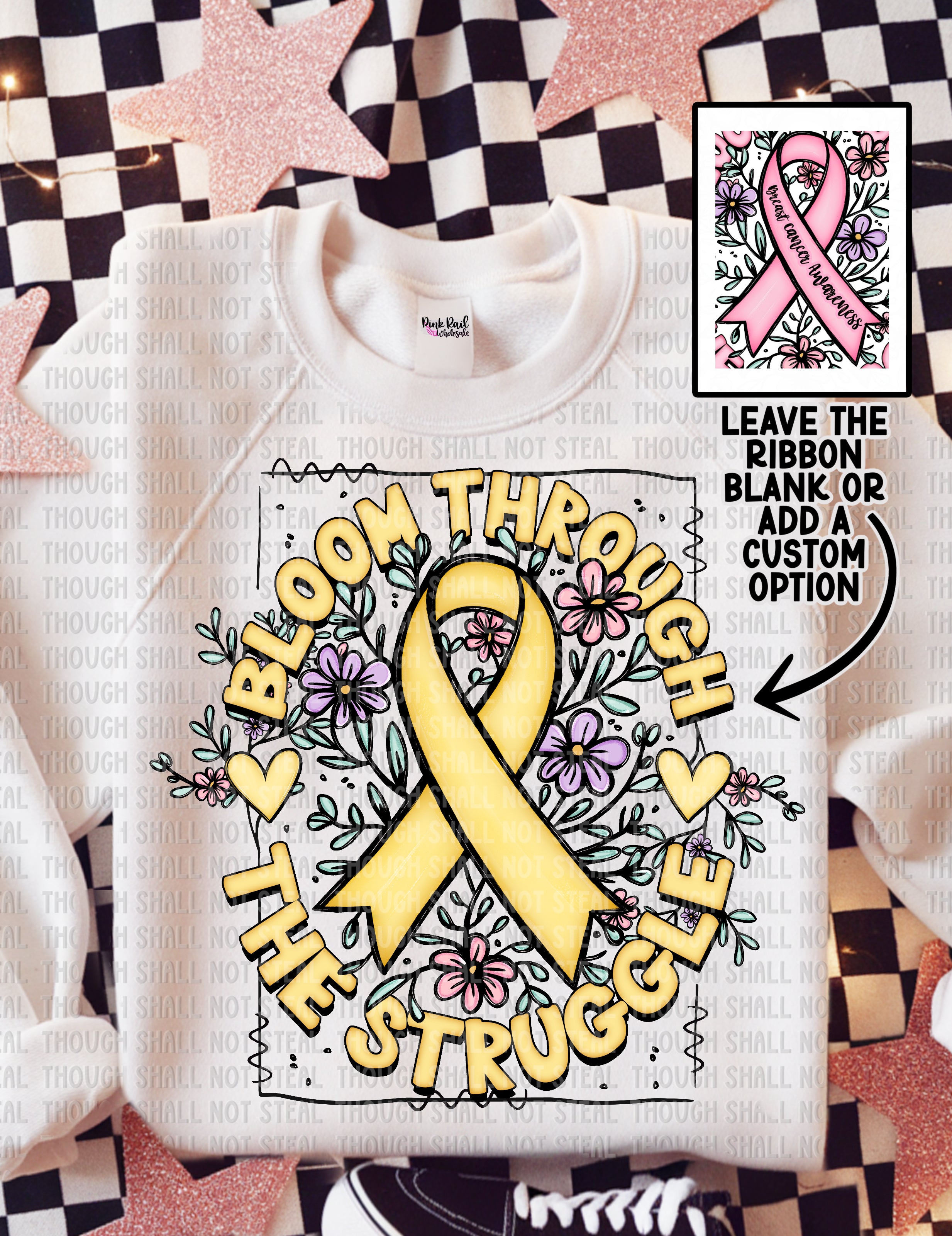 26-151 Bloom Through The Struggle - Yellow Ribbon DTF TRANSFER ONLY