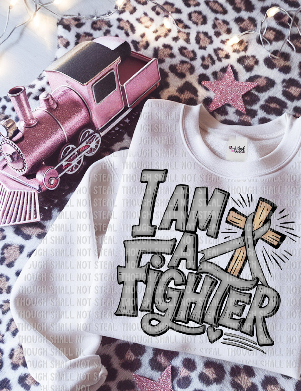 26-153 Gray - I Am A Fighter Completed Tee