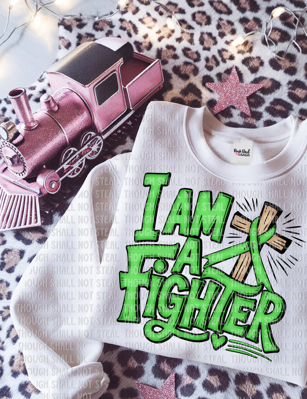 26-154 Green - I Am A Fighter Completed Tee