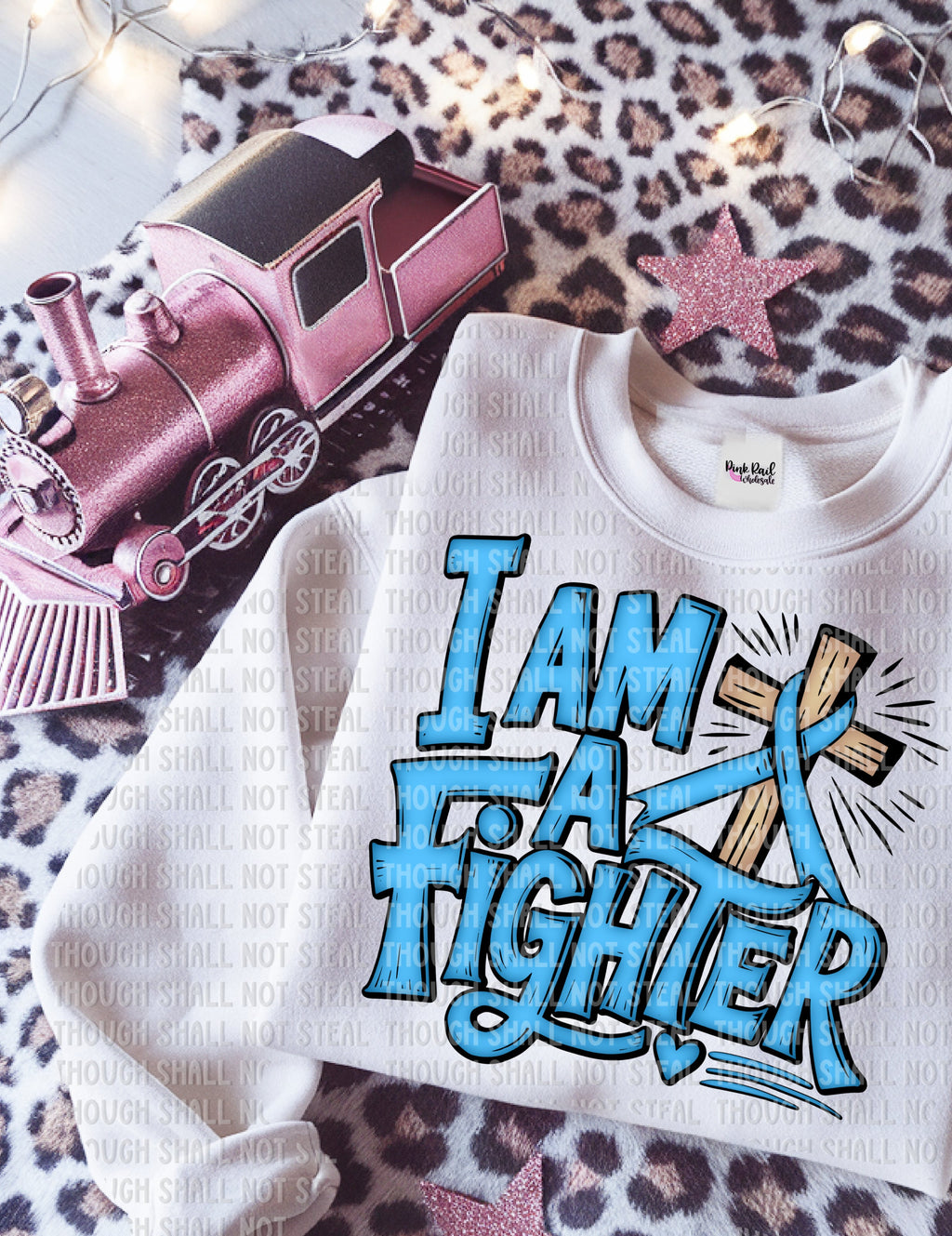 26-155 Light Blue - I Am A Fighter Completed Tee