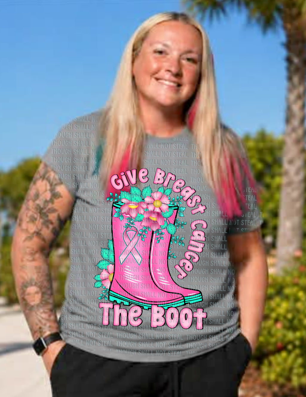 26-184 Give Breast Cancer the Boot Completed Tee