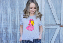 Load image into Gallery viewer, 45-58 Breast cancer ribbon Softball with pom poms Completed Tee
