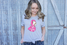 Load image into Gallery viewer, 45-60 Breast cancer ribbon baseball with pom pom Completed Tee
