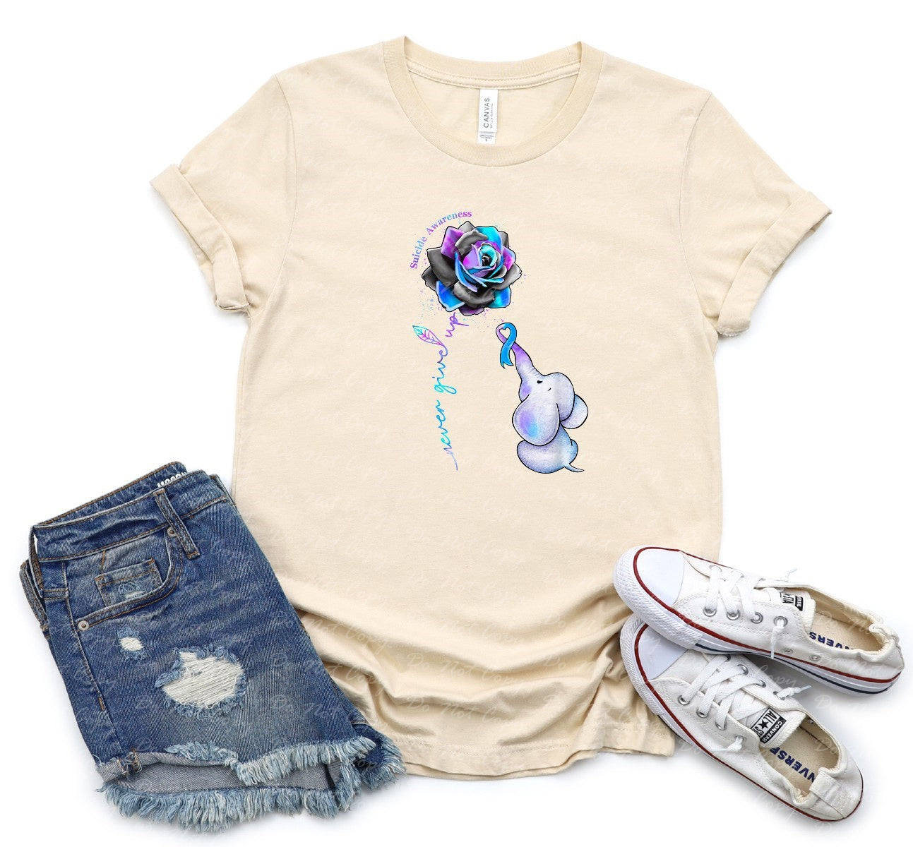 26-102 Never Give Up Elephant DTF TRANSFER ONLY