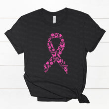 Load image into Gallery viewer, 45-88 pink ribbon symbols  Breast Cancer Awareness Completed Tee
