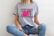 Load image into Gallery viewer, 45-08 Breast cancer awareness black buffalo plaid Completed Tee
