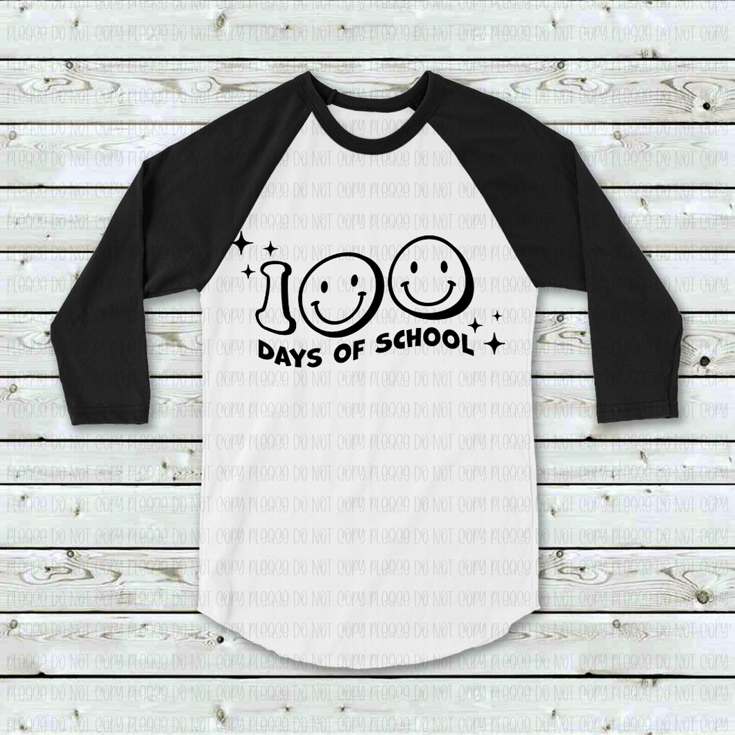 27-02 100 Days Smiley Black Completed Tee