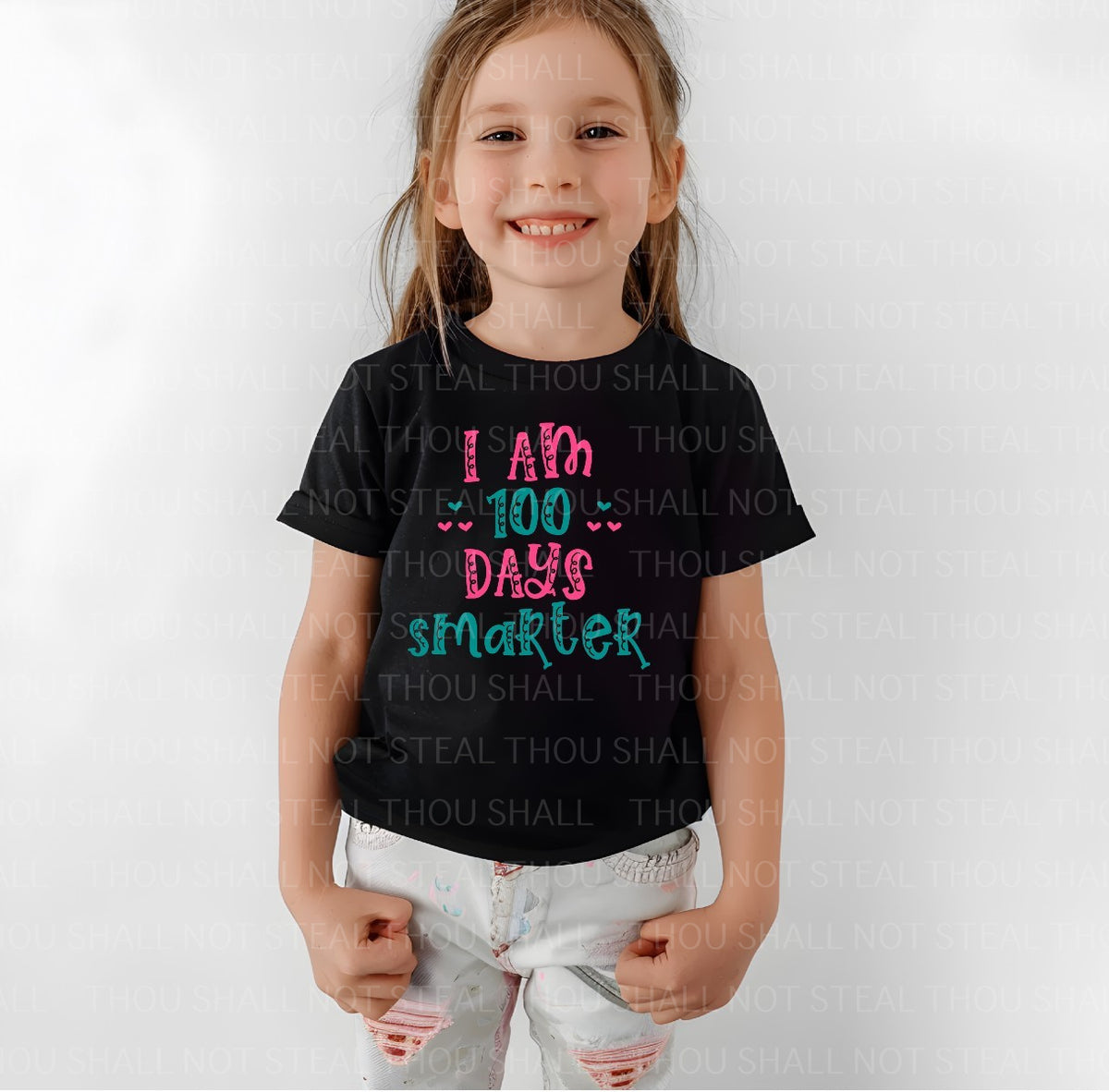 27-63 I am 100 Days Smarter Pink & Teal DTF TRANSFER ONLY