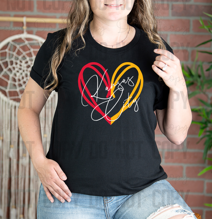 30-187 Kansas City Heart White PGB DTF TRANSFER ONLY