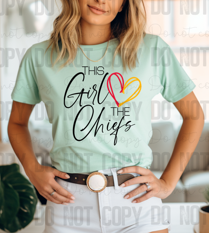 30-188 This Girls Loves Thé Chiefs PGB Completed Tee