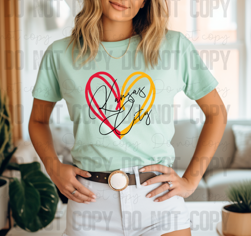 30-190 Kansas City Heart Black PGB DTF TRANSFER ONLY