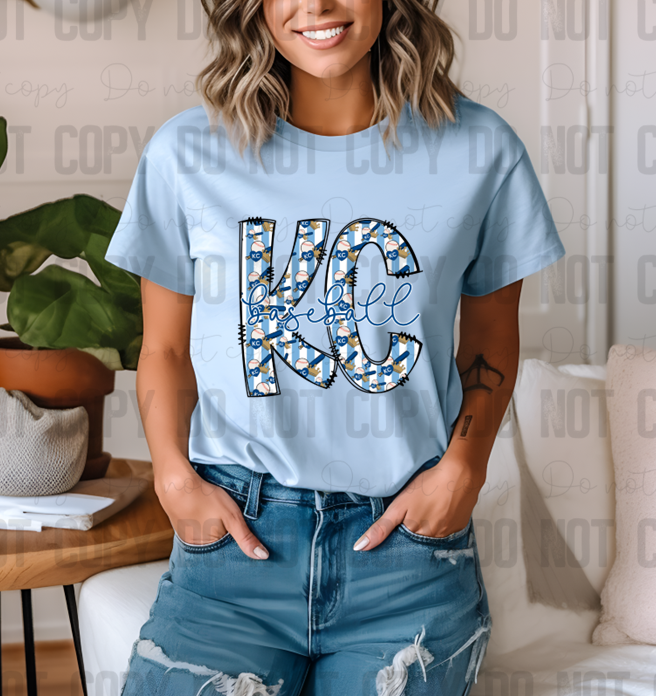 30-212 KC Baseball striped PGB KC DTF TRANSFER ONLY