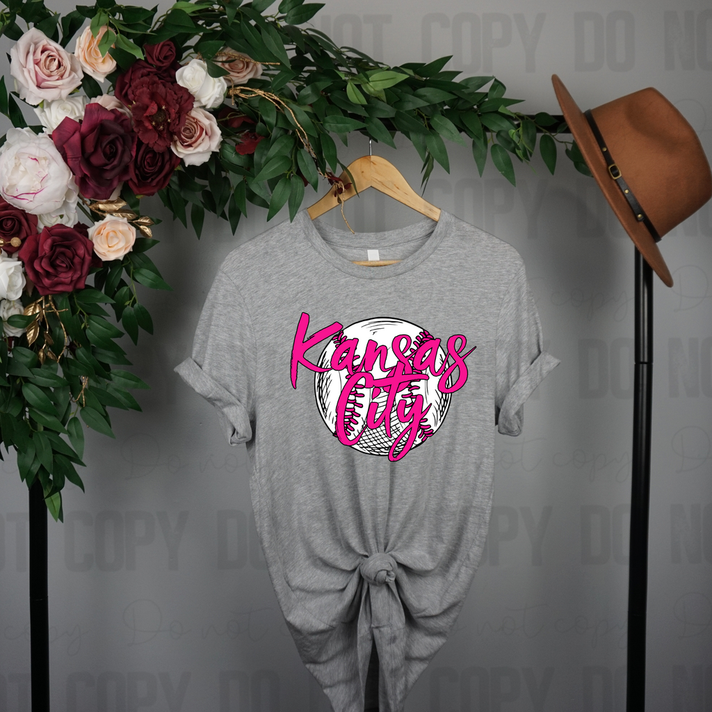 30-242 Kansas City Baseball Pink KC PGB KC Completed Tee