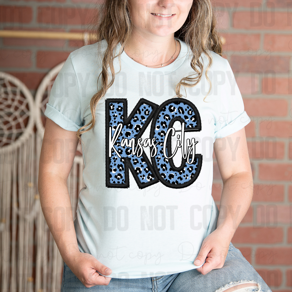 30-245 Kansas City Leopard Faux Embroidery KC PGB KC Completed Tee