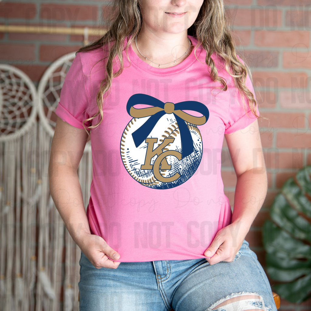 30-247 Kansas City Baseball Bow KC PGB KC Completed Tee