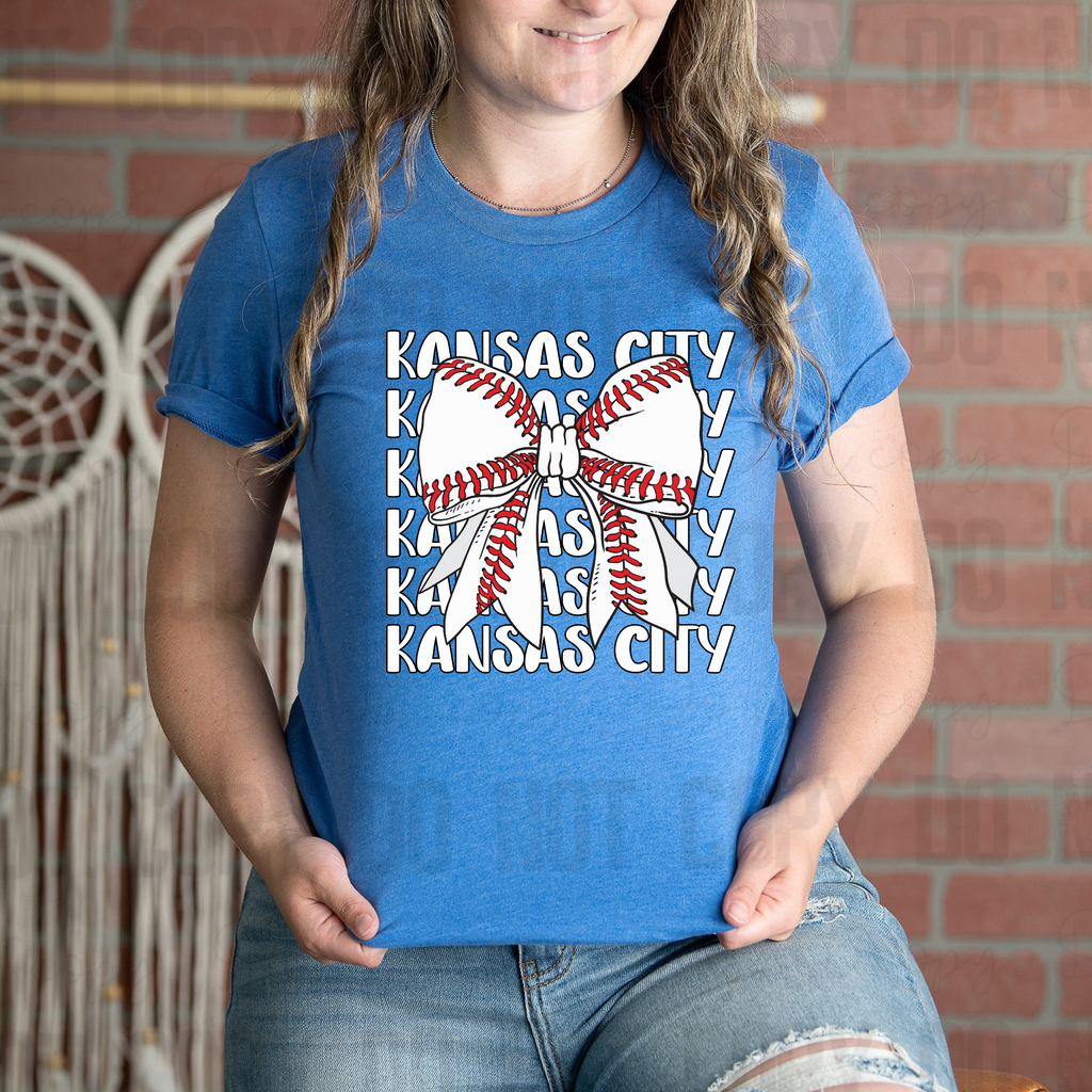 30-248 Kansas City Baseball Bow KC PGB KC Completed Tee