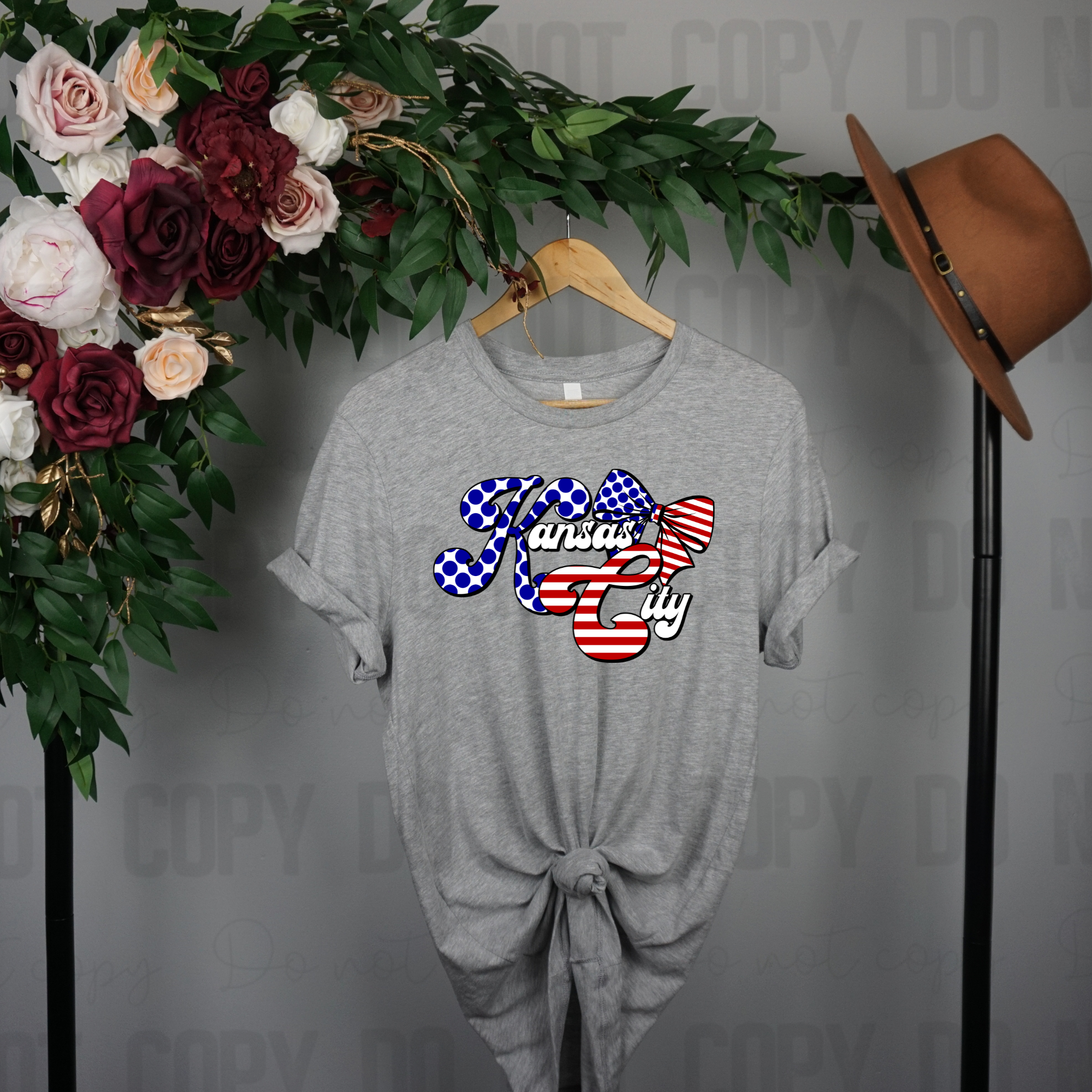 30-292 Kansas City Baseball Red White and Blue Completed Tee