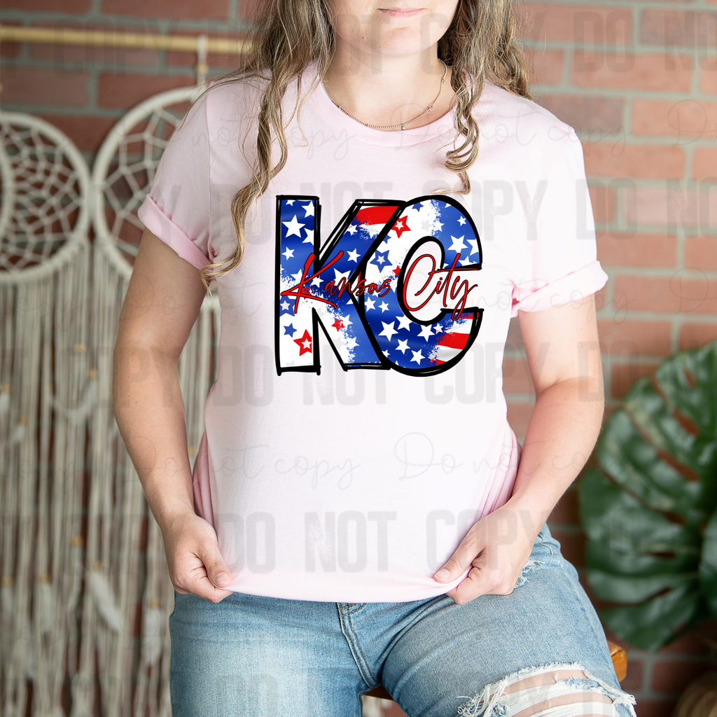 30-297 Kansas City Red White and Blue Completed Tee